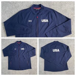 Under Armour USA Olympics Ryder Cup Jacket Full Zip Blue Size XXL 2XL